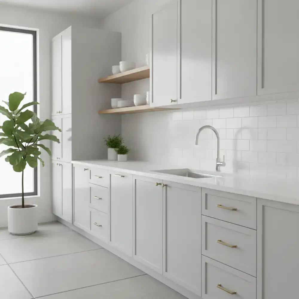 Freshly resurfaced kitchen cabinets in a modern home